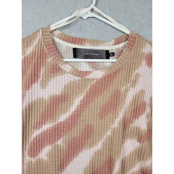 Code X Mode Pink Brown Waffle Knit LS Tie Front Sweater Women's Plus XXL Stretch - Picture 3 of 12